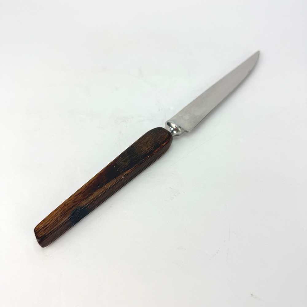 Vintage Burns Steak Knife Stainless Steel Wood Handle England MCM Retro